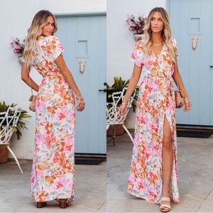Vici dear heart floral bardot wrap maxi dress